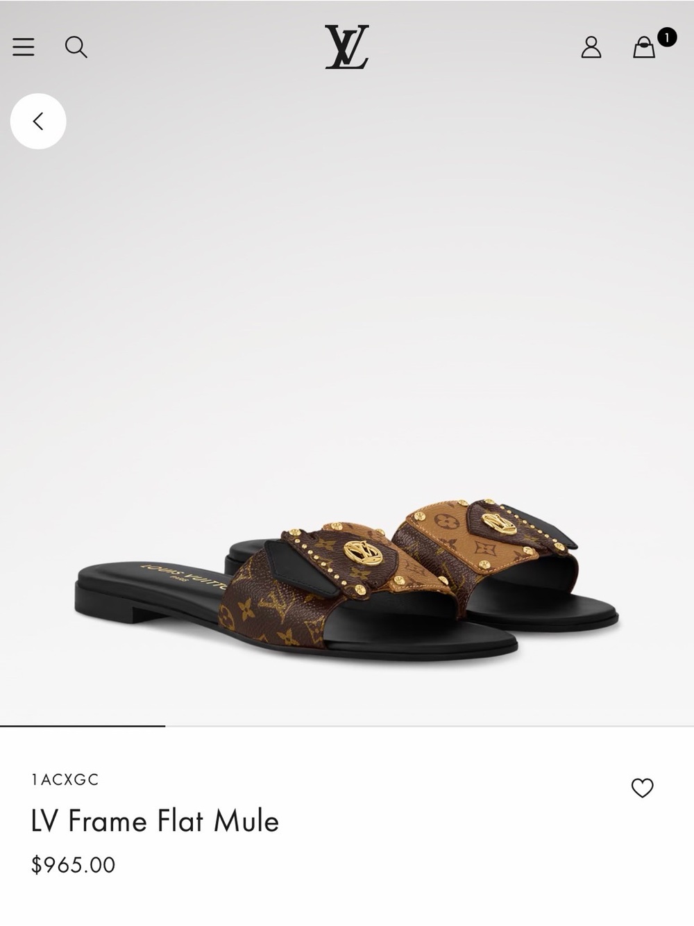 Louis Vuitton Monogram Brown & Black Slide Sandals with Gold Accents